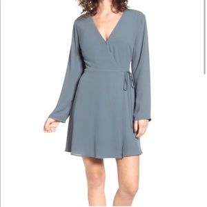 Lush long-sleeve knee-length wrap dress